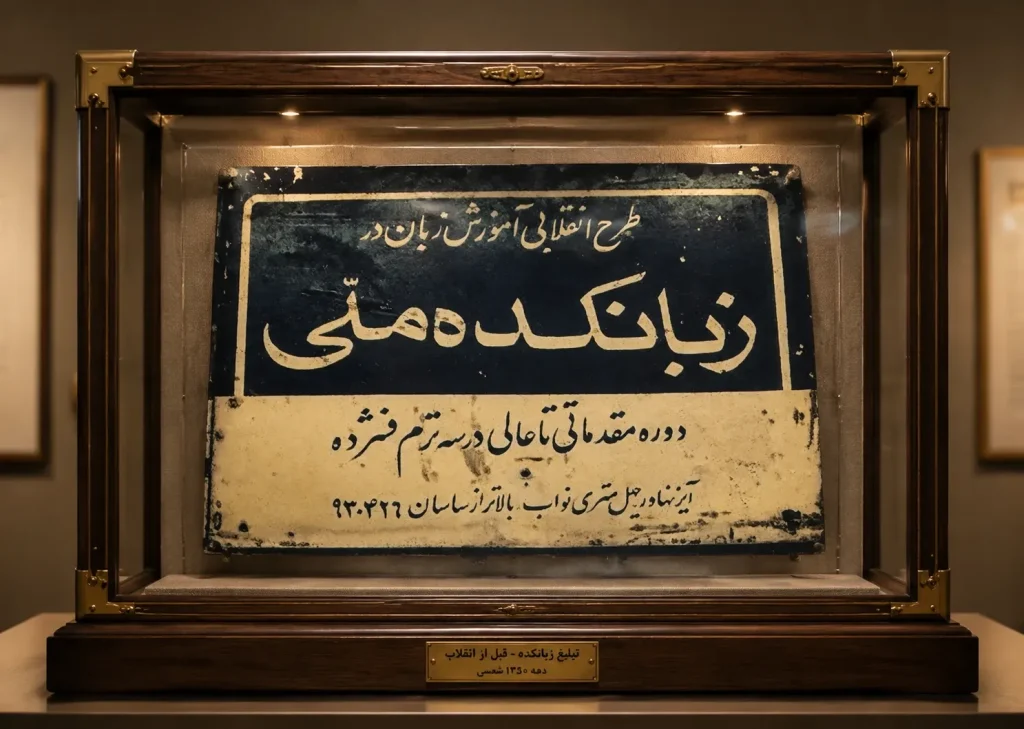 تابلوی قدیمی زبانکده ملی ایران
